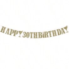 1pc 18/21/30/40/50/60 Rose Gold/Golden/Black/Champagne Glitter Happy Birthday Banner, Anniversary Party Decoration, Rose Gold Champagne Bottle Party Decoration,Christmas