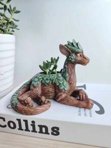 1個創意樹龍擺件盆栽，多肉盆栽，花園雕像，辦公桌裝飾飾品，給自然愛好者的用品，適合朋友和家人的禮物，花園/客廳/辦公室裝飾飾品 - 彩色 - 查看 3