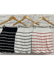Women Sweater Skirts - 紅白色 - 查看 2