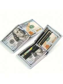 1 Peça Carteira Dobrada em Couro PU com Padrão de Nota de $100 Fashionable, com Múltiplos Compartimentos para Cartões, Ótima para Uso Diário de Homens e Presente, Grande Capacidade, Compartimentos Multi-Cartão, Estilo de Negócios Casual, Presente de Aniversário, Presente de Formatura, Presente do Dia do Pai