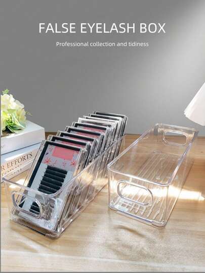 1pc Eyelash Extension Storage Box, Multifunctional Transparent Eyelash Display Case, Jewelry Box, Makeup Brush Holder, Perfume Storage Box, Cosmetic Bag, Great Gift For Women, Christmas Gift