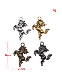10 piezas/bolsa 32x24mm (1.26x0.94 pulgadas) 4 colores Colgantes con forma de caballo para hacer llaveros, pulseras, pendientes, collares y joyería DIY