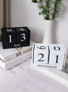 1 Mini Wooden Small Calendar Number Letter Ornament DIY Home Decoration Room Desktop Decoration Desk Calendar Props Decoration Office Desktop Decoration Random Numbers And Letters Best Gifts Birthday Graduation