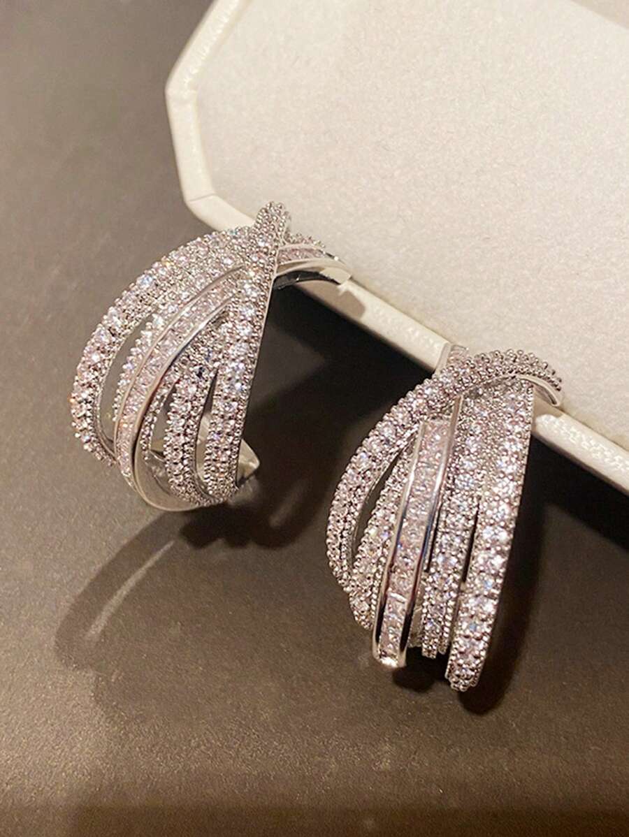 1对时尚立方氧化锆耳钉，女士珠宝礼物，适合派对、订婚、周年纪念、母亲节、情人节等场合 - 1# - 查看 1