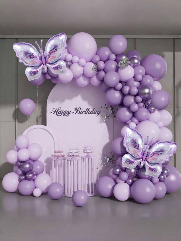 126pcs, Purple Balloon Garland Arch Kit, Wedding Decor, Birthday Party Decor, Anniversary Decor, Graduation Decor, Holiday Decor, Mother's Day Decor, Indoor Outdoor Decor, Home Decor, Room Decor, Back To School Valentine Day