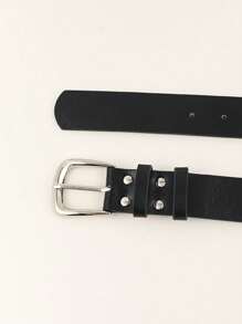 1 pieza Cinturón con hebilla cuadrada retro para mujer, adecuado para uso diario en otoño/invierno, verano, escuela, otoño, Halloween - Negro - Ver 4