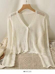 1 chiếc áo khoác cardigan dài tay mỏng nhẹ màu đen, trắng và be, kiểu dáng rộng rãi, thích hợp cho nữ, đi biển, đi nghỉ mát. - Nhiều màu - Xem 8
