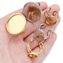 2pcs/Pack Stainless Steel Round Open Bezel Settings, DIY Jewelry Making Supplies - Steel - View 5