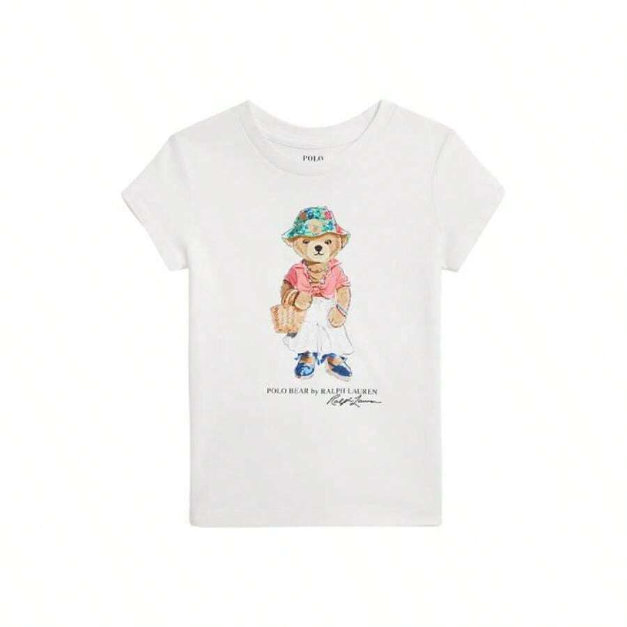 Ralph Lauren Childrenswear Lauren Childrenswear Girls 2 6X Polo Bear Cotton Jersey T Shirt - White - View 1