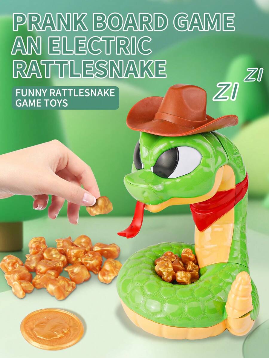 Electric Jumping Rattlesnake Prank Toy, Scary Desktop Surprise Game For Stress Relief And Gags - Green - View 1