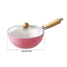 Sartén wok antiadherente pequeña para cocinar en el hogar, olla de fondo plano apta para cocina de inducción y de gas, adecuada para cocinar fideos, sopas y mariscos - Rosa - Ver 8
