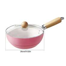 Sartén wok antiadherente pequeña para cocinar en el hogar, olla de fondo plano apta para cocina de inducción y de gas, adecuada para cocinar fideos, sopas y mariscos - Rosa - Ver 9