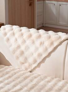 1pc Bubble Plush Faux Rabbit Fur Solid Color Sofa Cover, Modern Simple Warm Sofa Cushion, Suitable For Living Room, All Seasons - White - View 7