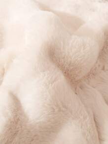 1pc Bubble Plush Faux Rabbit Fur Solid Color Sofa Cover, Modern Simple Warm Sofa Cushion, Suitable For Living Room, All Seasons - White - View 9