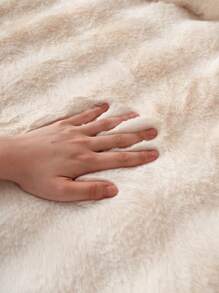 1pc Bubble Plush Faux Rabbit Fur Solid Color Sofa Cover, Modern Simple Warm Sofa Cushion, Suitable For Living Room, All Seasons - White - View 8