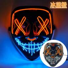 Máscara de Halloween LED Máscara de terror adecuada para disfraz de Halloween, fiesta de cosplay, fiesta de máscaras, carnaval, regalo (rosa + azul hielo)