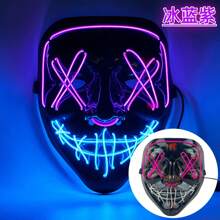 Máscara de Halloween LED Máscara de terror adecuada para disfraz de Halloween, fiesta de cosplay, fiesta de máscaras, carnaval, regalo (rosa + azul hielo)