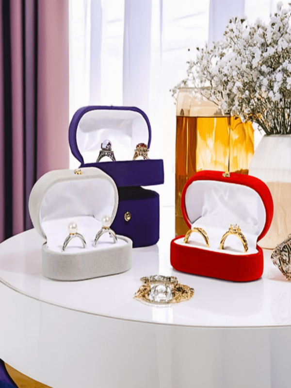 Caixa de veludo para guardar joias para pedido de casamento, noivado, anel, brincos - fácil de guardar no bolso ou na bolsa, linda caixa para anéis adequada para o Dia dos Namorados, caixa de joias para presente de Ação de Graças, para guardar joias