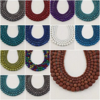 4/6/8/10/12mm Natural Stone Volcanic Rock Beads For DIY Bracelet Making Accessories