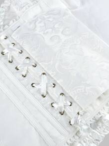 1入復古刺繡蕾絲女士束身上衣，後繫綁帶、束腰、支撐腹部、骨架服飾，適用於晚會，婚禮，體型塑造