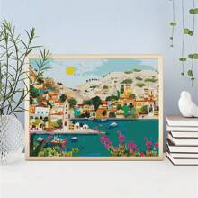 1 قطعة لوحة الماس 5D اصنعها بنفسك مناظر شاطئ البحر وشجرة جوز الهند المكتملة مربع أو دائري تجميع الماس شلال المشهد الجبلي للبالغين مناسب للمبتدئين ديكور المنزل