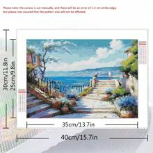 1 قطعة لوحة الماس 5D اصنعها بنفسك مناظر شاطئ البحر وشجرة جوز الهند المكتملة مربع أو دائري تجميع الماس شلال المشهد الجبلي للبالغين مناسب للمبتدئين ديكور المنزل