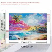 1 قطعة لوحة الماس 5D اصنعها بنفسك مناظر شاطئ البحر وشجرة جوز الهند المكتملة مربع أو دائري تجميع الماس شلال المشهد الجبلي للبالغين مناسب للمبتدئين ديكور المنزل