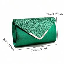 Glamorous Quiet Luxury Women's Elegant Sparking Evening Clutch Bags Diamonds Chain Strap Party Sequins Bracelet Necklace Earrings Set For Metal Crossbody Event Girl Bridal Perfect Wedding Dinner Prom  Banquet Gift Set - Green - View 2