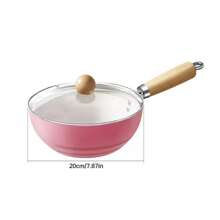 Sartén wok antiadherente pequeña para cocinar en el hogar, olla de fondo plano apta para cocina de inducción y de gas, adecuada para cocinar fideos, sopas y mariscos - Rosa - Ver 11