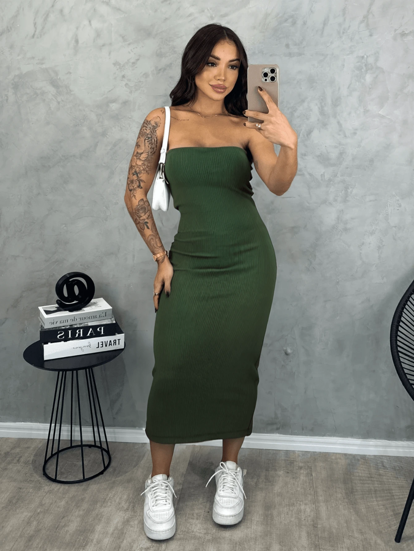 Women Long Dresses - 軍綠色 - 查看 1