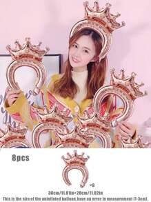 8pcs Gold & Rose Gold Crown Headbands, Suitable For Wedding, Birthday, Valentine's Day Party Decoration - Multicolor - View 7