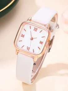 SOKI SOKI 1 set Montre femme avec bracelet en PU, montre à quartz décontractée, assortie à un collier en forme de cœur, des boucles d'oreilles et un bracelet. Convient pour un port quotidien, un cadeau d'anniversaire, une fête, un rassemblement de vacances. Cadeau idéal pour vous-même ou vos amis. Aucune boîte d'emballage incluse.