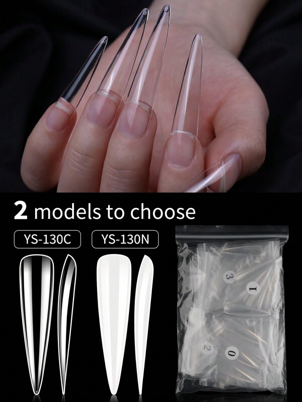 360pcs/ Bag Stiletto Heel Super Long Water Drop Nail Cover, Transparent Full Coverage Of Fake Nails, Acrylic Artificial Nails, Lasting Pressure Nail Extension, Easy To Apply
