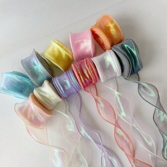 1 rollo/900cm Cinta envolvente de hilo de cola de pez de colores, cinta transparente, para envolver regalos, ramos, diademas, manualidades, decoraciones de cumpleaños y bodas, DIY para tocados, lazos, Día de San Valentín y Navidad