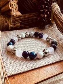 1 Vòng Tay Pha Lê Tự Nhiên Mất Ngủ Giấc Ngủ Sâu Vòng Tay Hạt Chữa Bệnh Bằng Pha Lê Chính Hãng Tuyệt Vời Cho Thạch Anh Hồng Obsidian Thạch Anh Tím Hóa Thạch Trắng Vòng Tay Đính Cườm Phụ Kiện Thủ Công Tự Làm Quà Tặng Chữa Bệnh - Nhiều màu - Xem 2