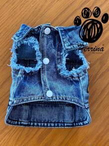 CHALECO ABRIGO HOODIE DENIM PARA MASCOTA PERRO Y GATO CAZADORA PUPPY - Azul - Ver 2