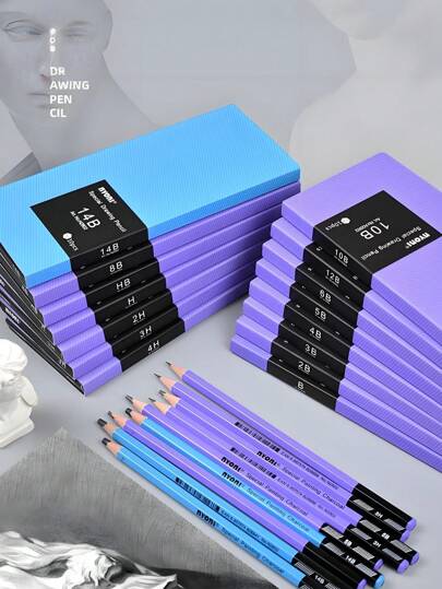 Juego de 10/14 piezas de lápices de carbón vegetal y grafito para dibujo y bocetos para artistas y principiantes, útiles escolares