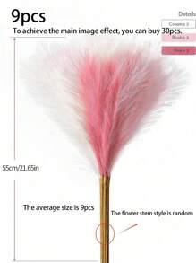 9/18件装人造藤条草，逼真芦苇花，蓬松茎秆，适用于婚礼、花束装饰、家居装饰（粉色+白色+米色）、情人节、生日礼物、毕业典礼、秋季装饰、秋季主题人造植物 - 彩色 - 查看 3