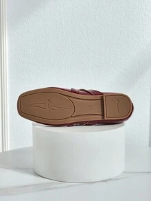 Square Toe Mary Jane Ballet Flats - Soft Bottom Casual Comfortable Work Shoes For Women - Burgundy - View 7