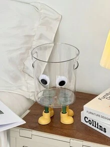 1pc Four-Footed Large Eyed Trash Can, INS Style Transparent Acrylic Trash Can, Suitable For Bedroom, Living Room, Study, And Dining Room