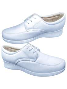 Zapatos de Enfermeria para Mujer en Piel Clinicos Blanco Ideal para Guarderias y Hoteles - Blanco - Ver 5
