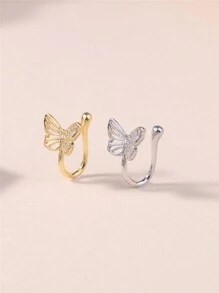 KARYOKO 1 件装人造鼻环非穿孔镶嵌方晶锆石夹式鼻环花蝴蝶形鼻环假鼻环女士银色金色情人节、妈妈、母亲、母亲节、礼物 - 金色 - 查看 6