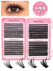 Miss Wink 640簇自然柔软10D 20D 30D 40D超大容量混合8-16mm 0.07mm C卷蓬松浓密假睫毛，DIY手工睫毛嫁接，卡通日常妆容假睫毛，全新升级礼盒装睫毛簇，睫毛簇，单根假睫毛，睫毛，假睫毛 - C - 查看 9