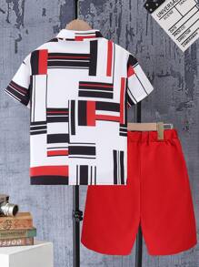 Tween Boy Casual Checked Short Sleeve Shirt And Shorts Set, Spring/Summer