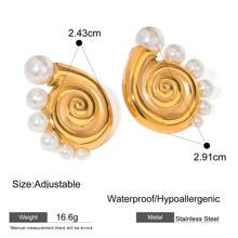 S SHOPBOHO 1Pair Statement Girls Summer Vibes Bold Jewelry Seashell Big Pearl Earrings