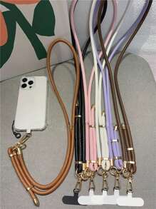 Dual-Clip Shockproof Phone Lanyard, Fashionable Adjustable Crossbody/Halter, High-End Leather Patterned - Multicolor - View 8
