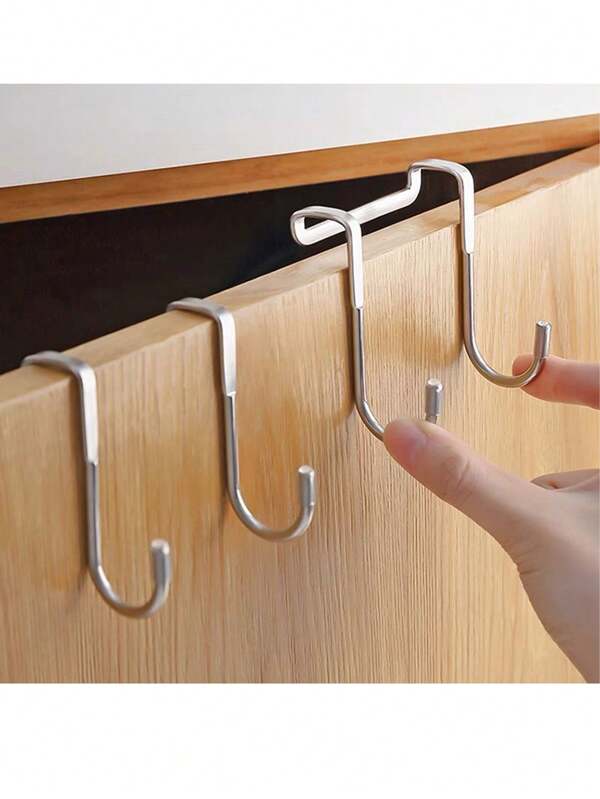 1/2pcs Multi-Functional Cabinet Door Hook, Over Door Hook, Double Hook, For Hanging And Organizing Behind The Door, In The Kitchen, Cabinet, And Bathroom