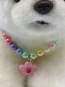 1 Vòng cổ hình hoa cho chó và mèo Trang sức cho thú cưng dành cho giống nhỏ nặng tới 9,0kg - Hồng - Xem 3