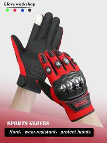1 双坚固防护手套适合男士、摩托车、格斗、健身使用，全指针织面料，防摔、耐磨、防滑、透气、防风、不锈钢外壳、摩托车、旅行、格斗 - 彩色 - 查看 2