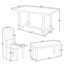 TREXM 6-Piece Dining Table And Chair Set With Special-Shaped Legs And Foam-Covered- Seat Backs&Cushions For Dining Room (Gary) - 如圖所示 - 查看 3